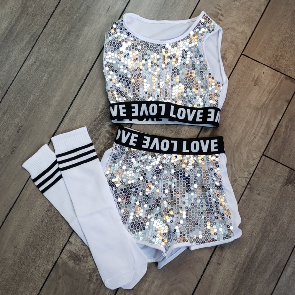 NEW sequined 3 piece dance set